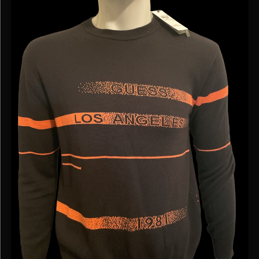 GUESS Men's Philbert Logo Striped Sweater